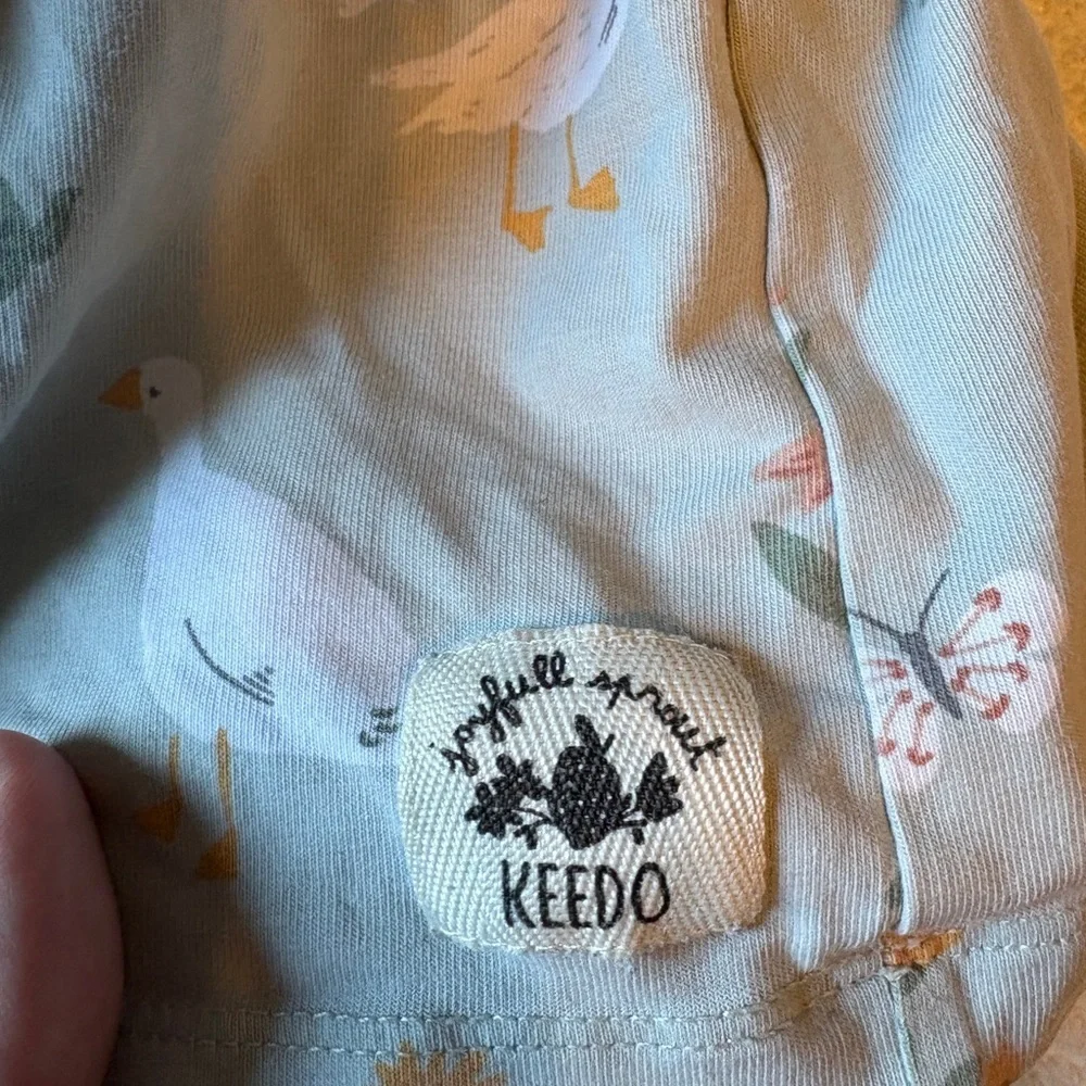 Keedo Sz 3/4 Tiered Dress, Duck Teapot Design. Very soft. Pale green